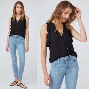 Paige | Amala Swiss Dot Lace-Up Top